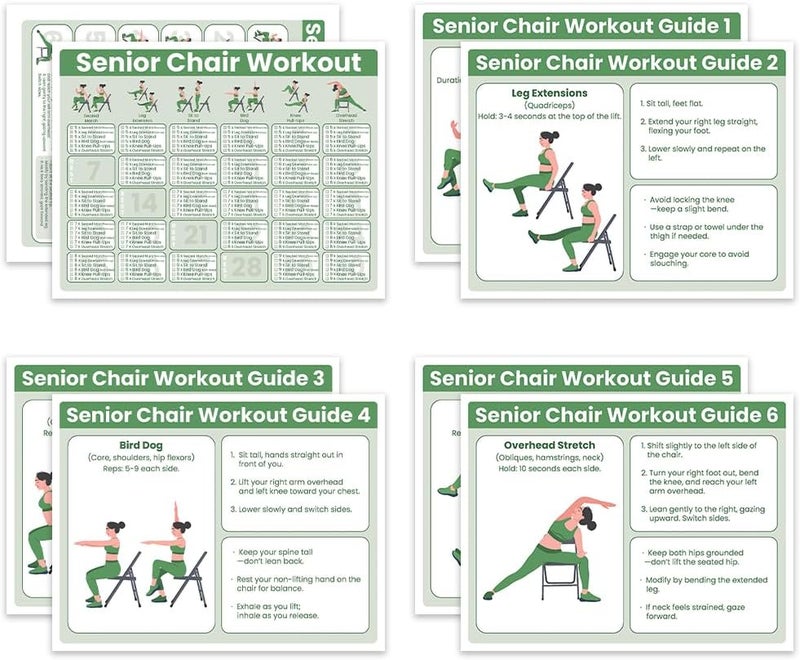 Auroscent Senior Exercise Chair Workout Poster, 30-Day Stretching and Gentle Seated Exercise Chart - Image 1
